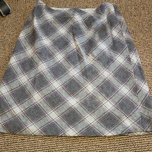 NEXT Gray and Pink Plaid/Tartan A-Line Midi Skirt Lined cotton Blend